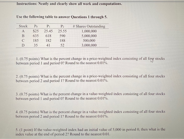 Solved Instructions: Neatly and clearly show all work and | Chegg.com