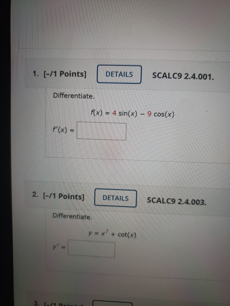 Solved 1. [-/1 Points] DETAILS SCALC9 2.4.001. | Chegg.com