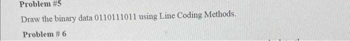 Solved Problem \#5 Draw the binary data 0110111011 using | Chegg.com