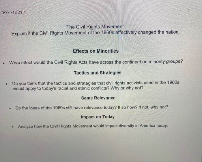 CASE STUDY 4 2 The Civil Rights Movement Explain If | Chegg.com