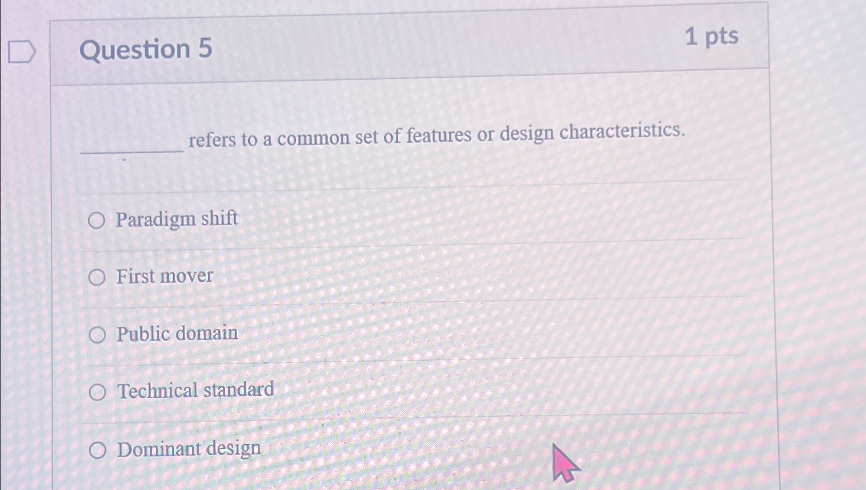 Solved Question 51ptsrefers to a common set of features or | Chegg.com
