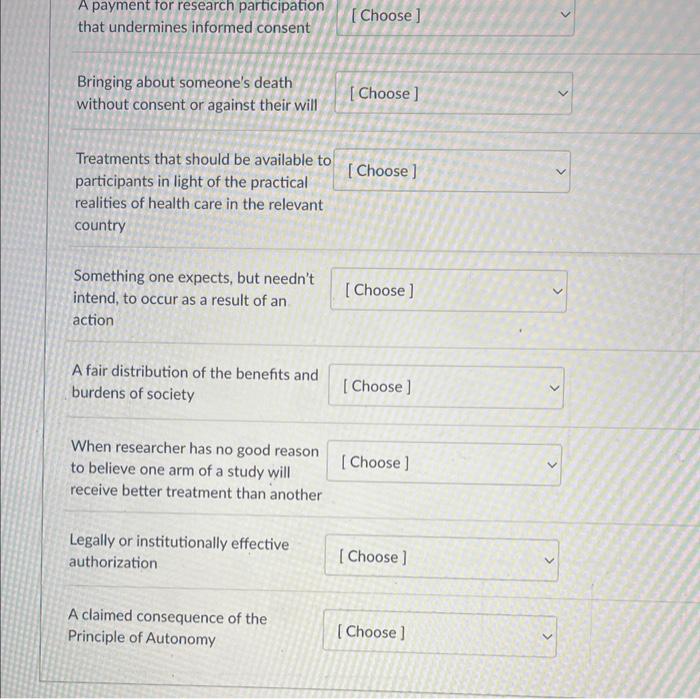 match the description in the left hand column with