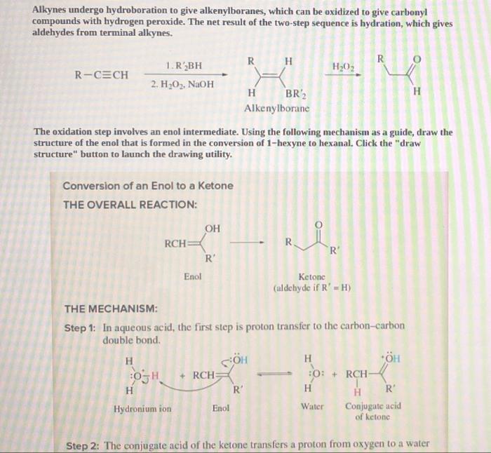 Solved Alkynes Undergo Hydroboration To Give Alkenylboranes, 