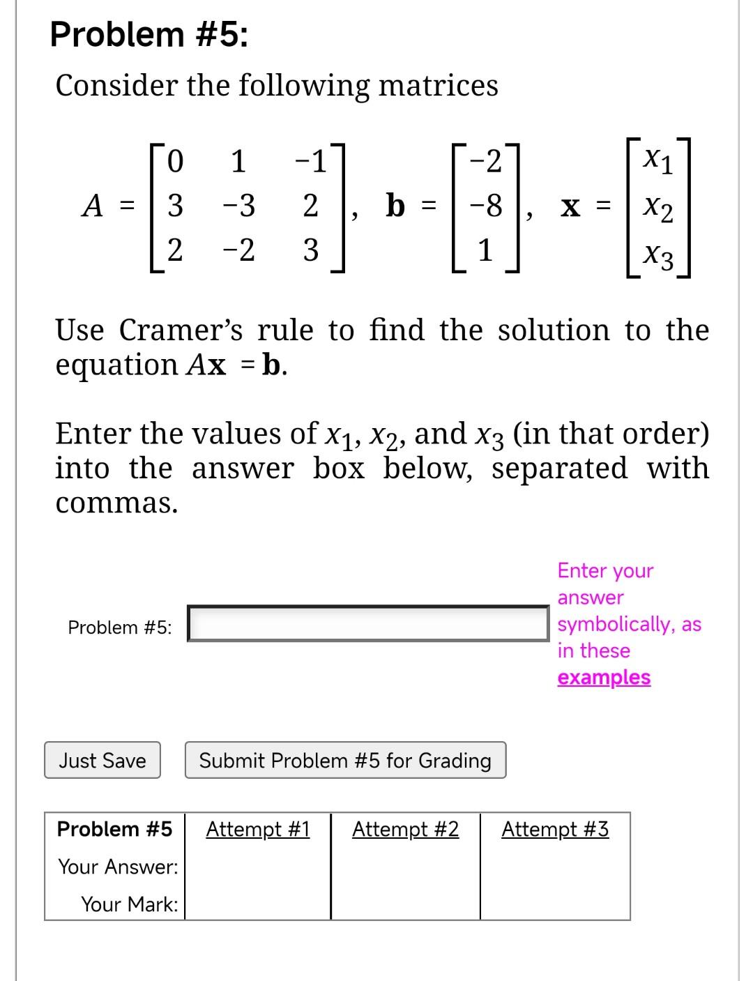 Solved Problem #5: Consider The Following Matrices | Chegg.com