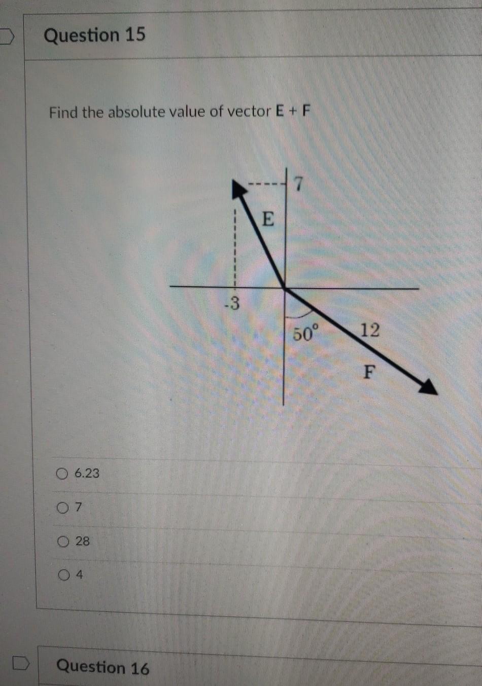 Solved Question 16 Find the absolute value of vector E-F E | Chegg.com
