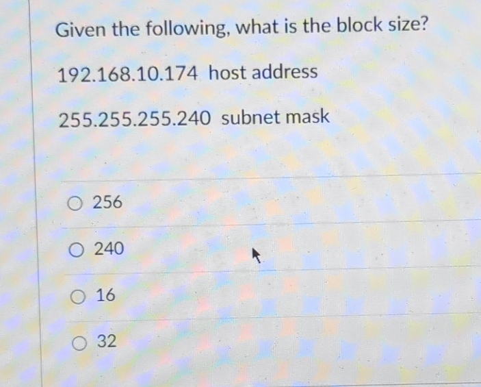 Solved Given the following, what is the block | Chegg.com