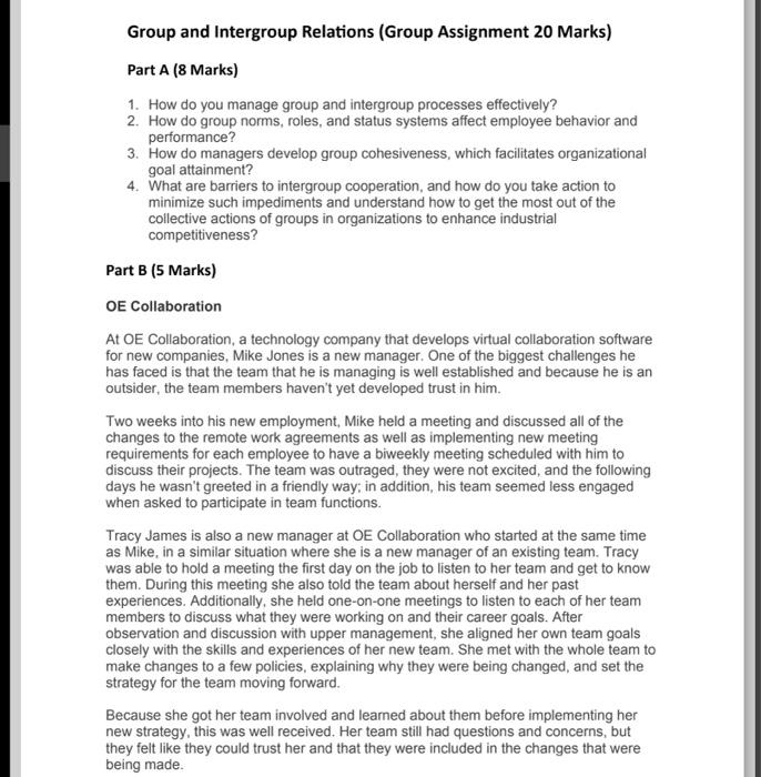 Solved Part A (8 Marks) 1. How do you manage group and | Chegg.com