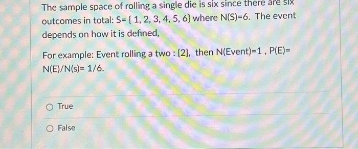 Solved URGENT! HELP!!The sample space of rolling a single | Chegg.com