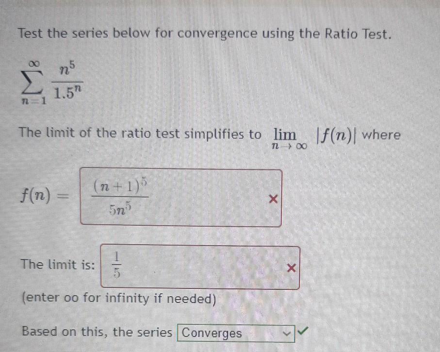 Solved Test the series below for convergence using the Ratio | Chegg.com