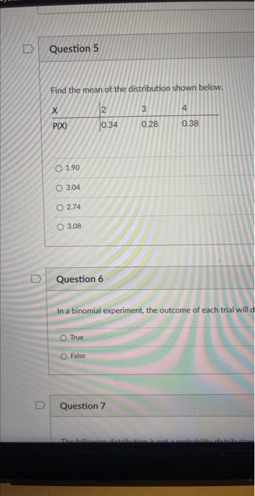 Solved Find The Mean Of The Distribution Shown Below. | Chegg.com