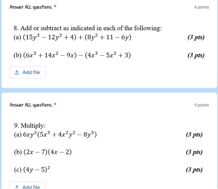 Solved 8 Add Or Subtract As Indicated In Each Of The Chegg