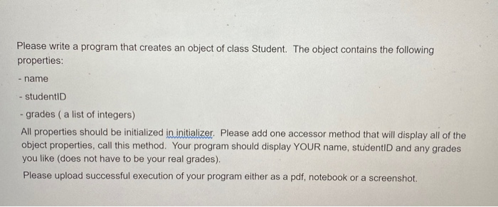 Solved Please write a program that creates an object of | Chegg.com