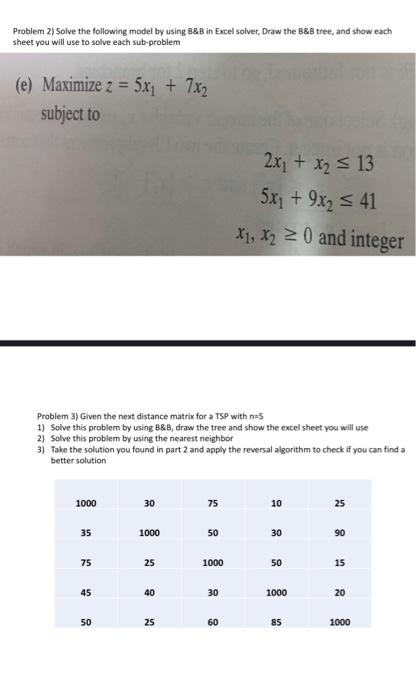 Solved Problem 2) Solve The Following Model By Using B&B In | Chegg.com ...