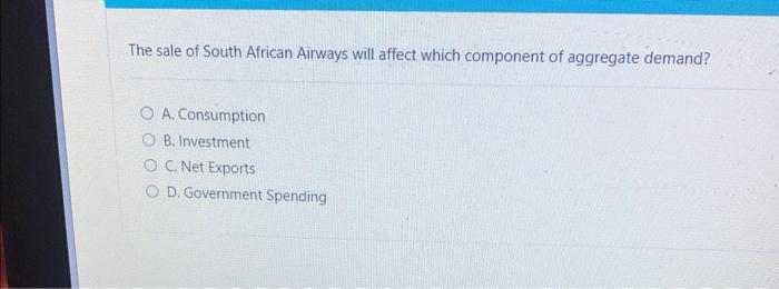 Solved The sale of South African Airways will affect which | Chegg.com