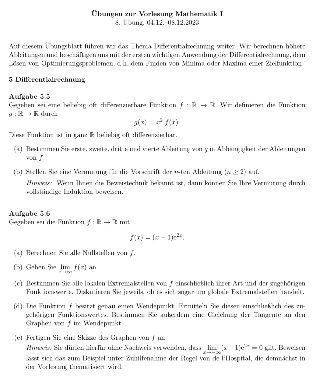 Übungen Zur Vorlesung Mathematik | Chegg.com