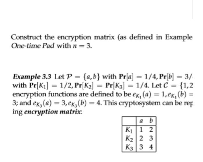 Construct the encryption matrix (as defined in | Chegg.com