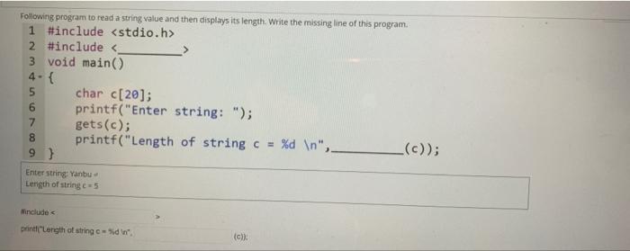 Solved Following program to read a string value and then | Chegg.com