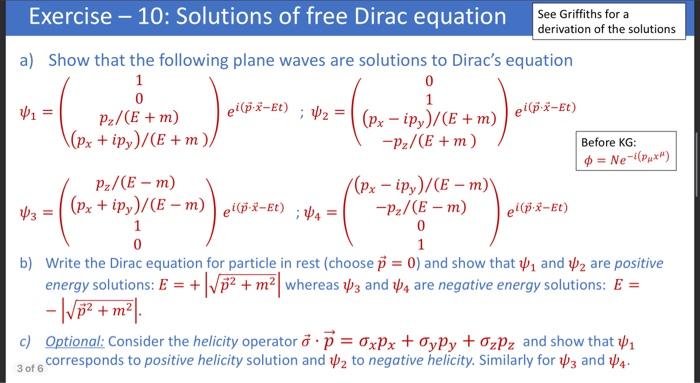 Solved Exercise 10 Solutions Of Free Dirac Equation A 6810