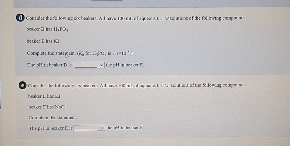 Solved A Consider The Following Six Beakers All Have 100 Ml