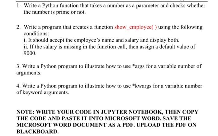 Solved 1. Write a Python function that takes a number as a | Chegg.com