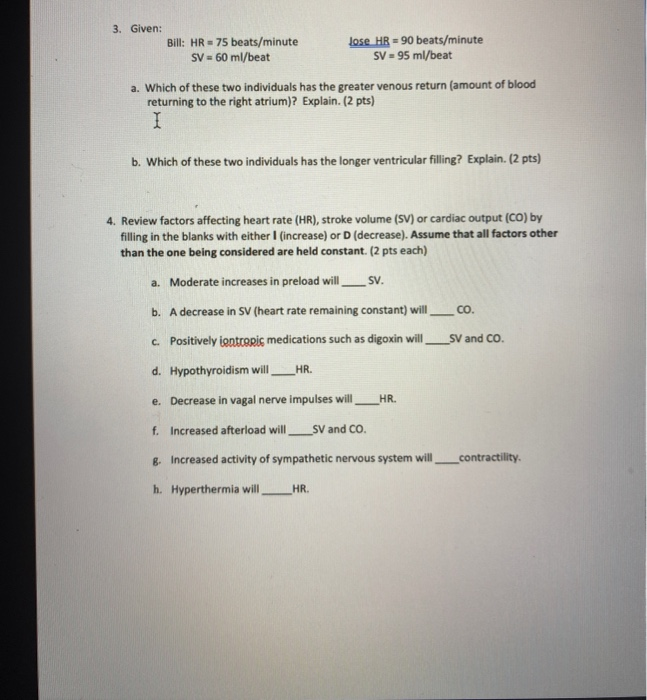 Solved 1. Sue has a resting stroke volume of 72 ml/beat and | Chegg.com
