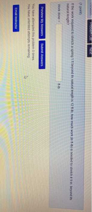 Solved Previous Problemi List Next (1 Point) If The Work | Chegg.com