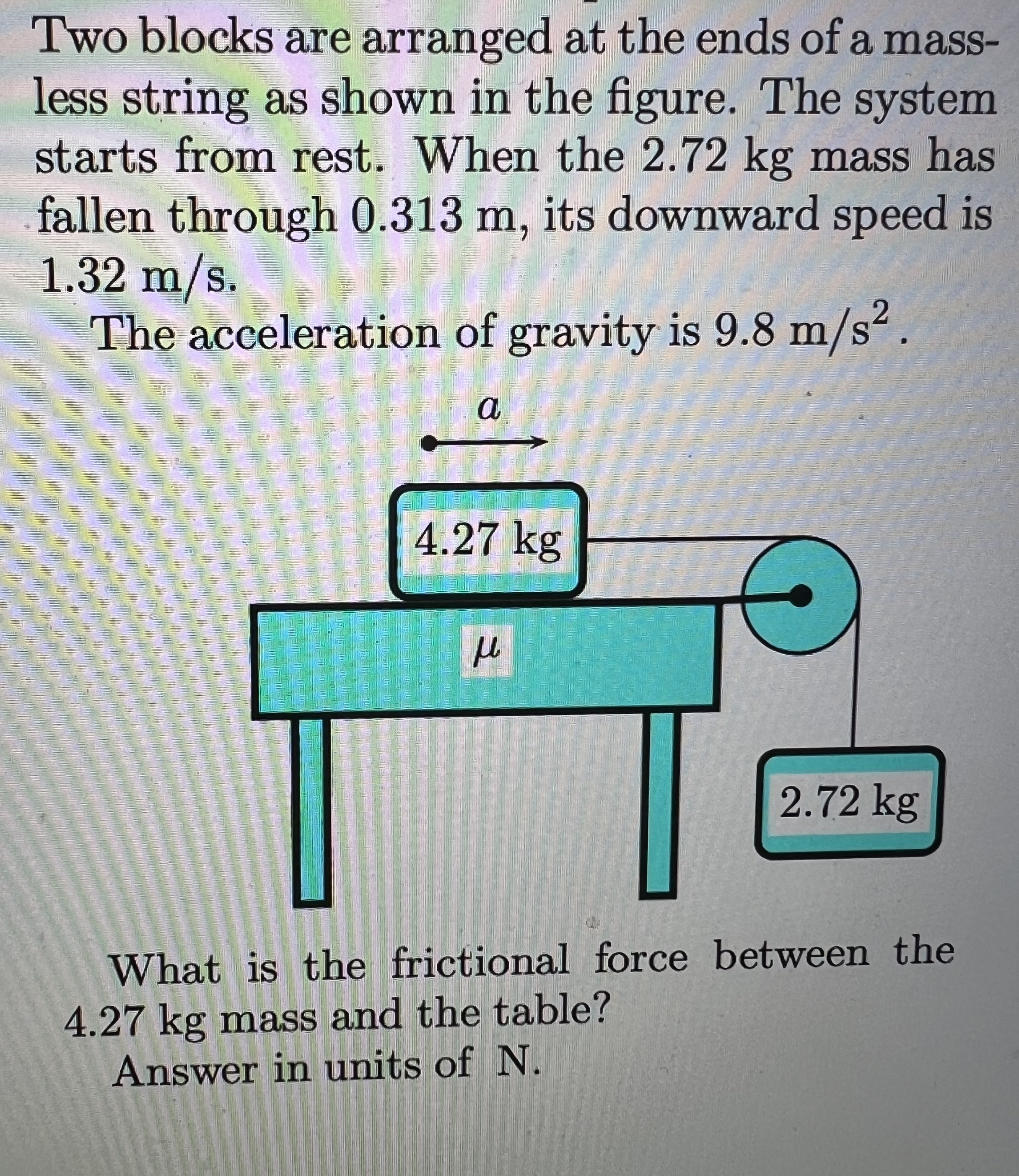 Solved Two blocks are arranged at the ends of a mass-less | Chegg.com