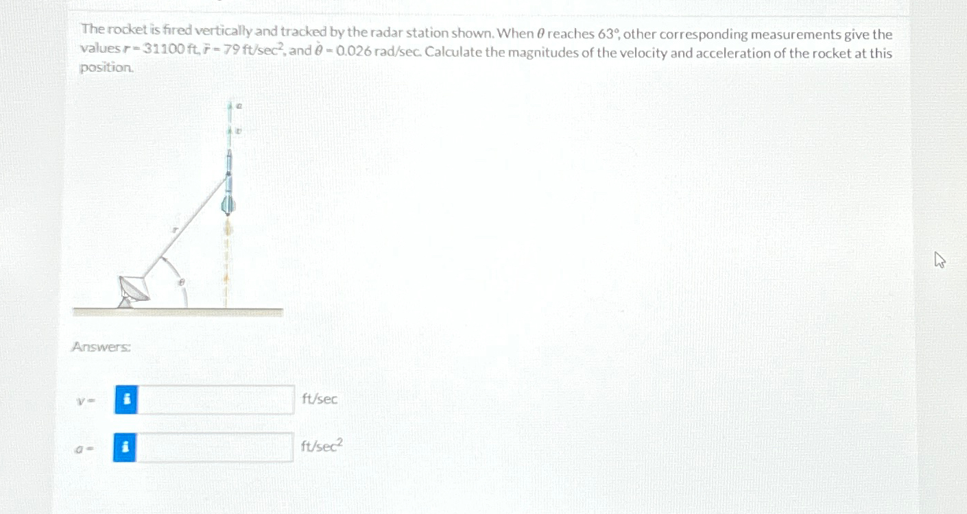 Solved The Rocket Is Fired Vertically And Tracked By The | Chegg.com