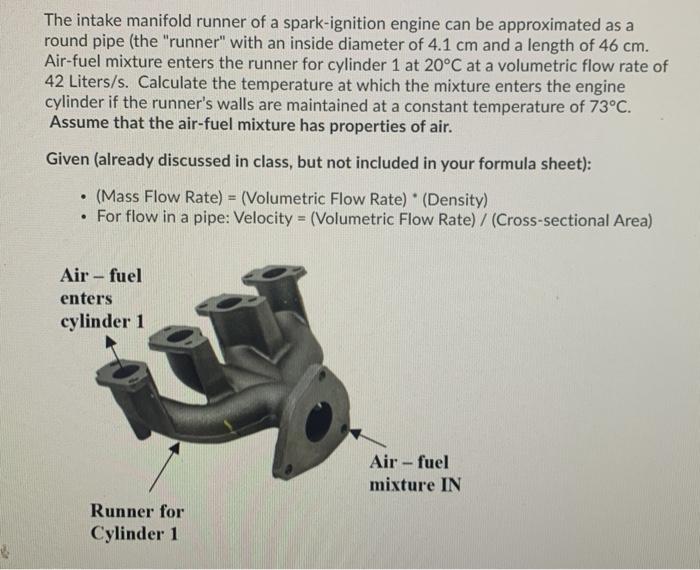 Solved The intake manifold runner of a spark-ignition engine | Chegg.com