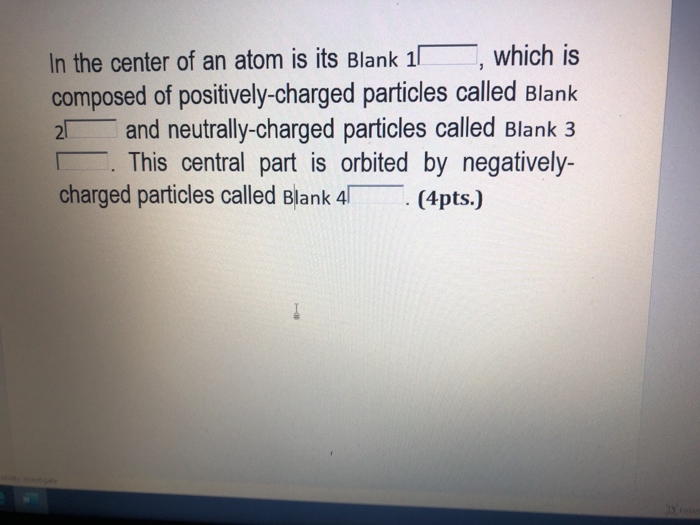 neutrally charged particles located in the nucleus of an atom