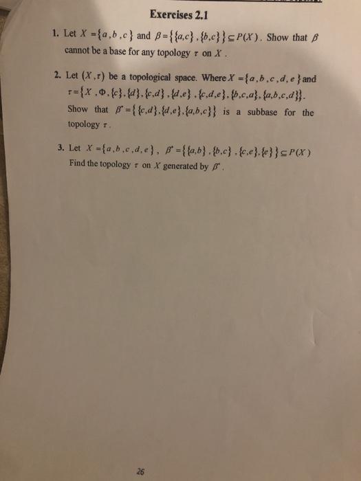 Solved Exercises 2.1 1. Let X ={a,b,c} And B = | Chegg.com