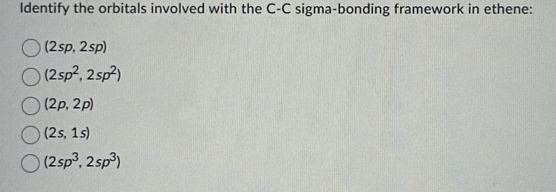 Identify the orbitals involved with the C-C | Chegg.com