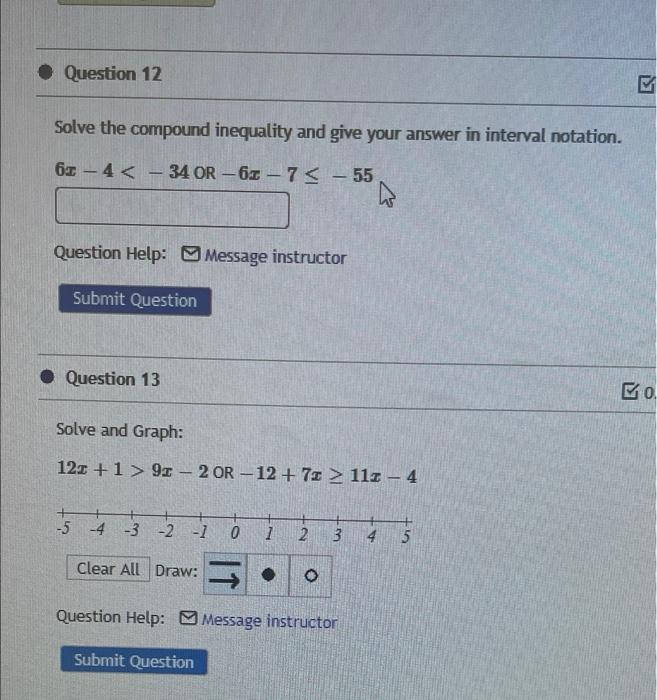 Solved 12. solve the compound inequality and give your | Chegg.com