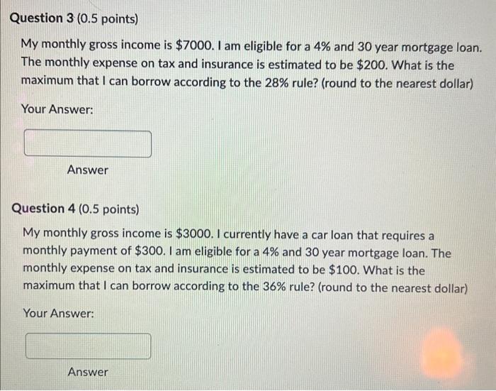 Solved My Monthly Gross Income Is 7000 I Am Eligible For A Chegg