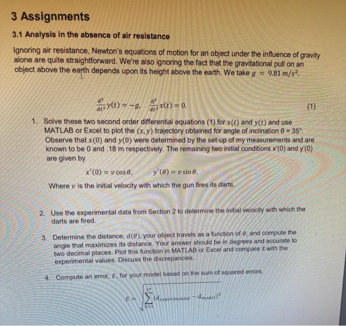 Solved 1 Overview Ballistics is the science of projectile | Chegg.com