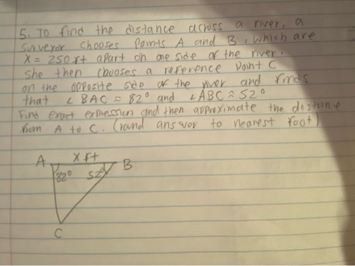 Solved 5 To Find The Distance Across A Nver A Sw Yox Ch Chegg Com