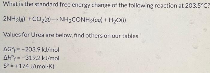 Solved What is the standard free energy change of the | Chegg.com