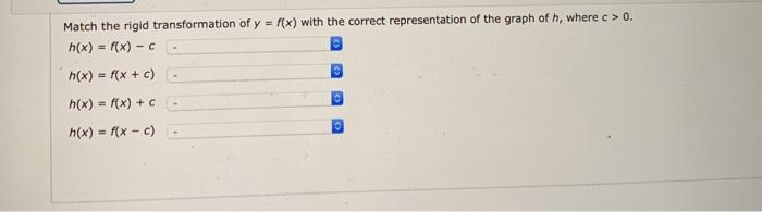 Solved Match the rigid transformation of y = f(x) with the | Chegg.com