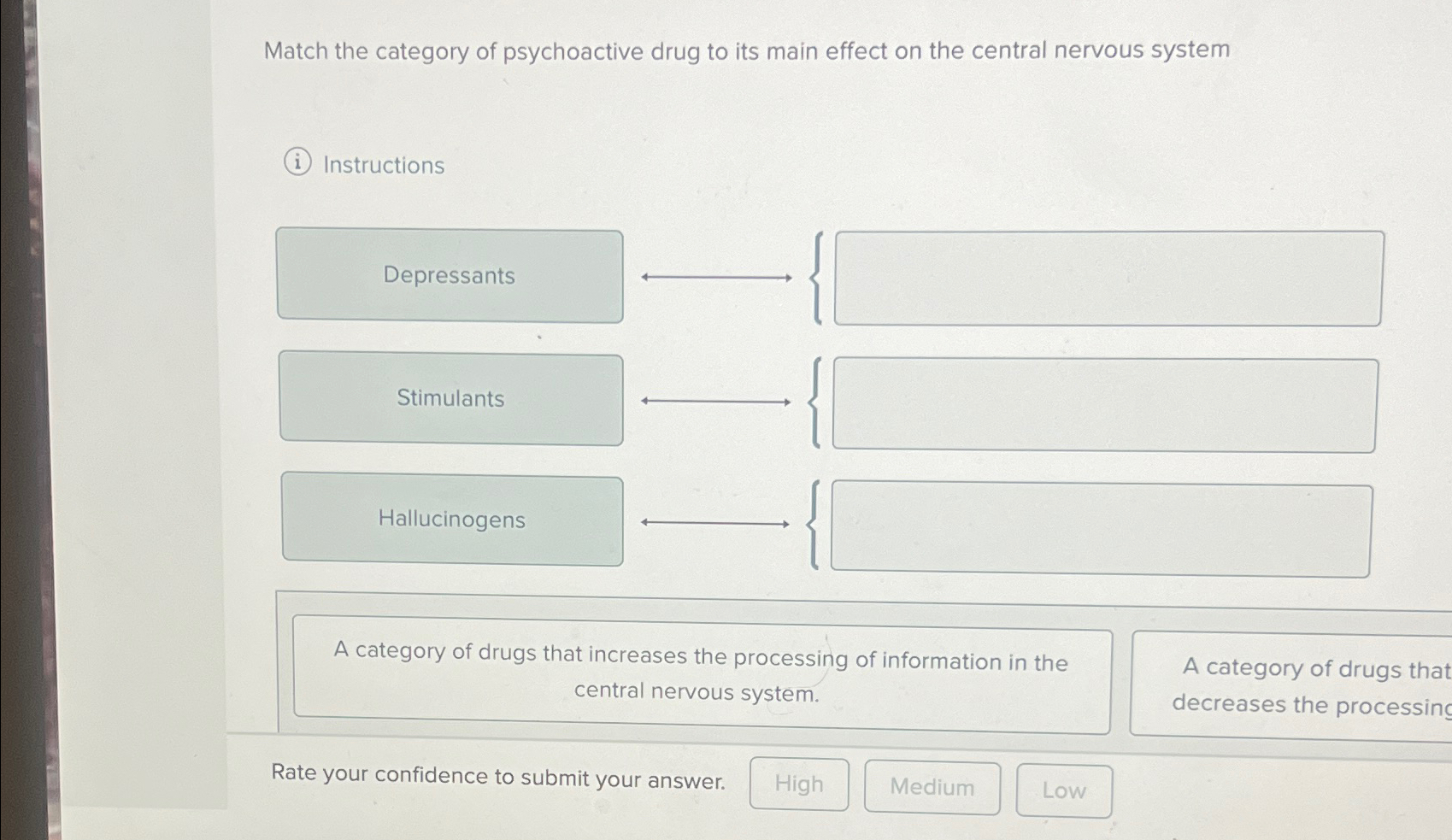 Solved Match the category of psychoactive drug to its main | Chegg.com