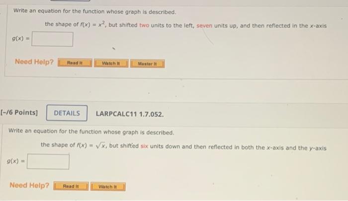 Solved Write an equation for the function whose graph is | Chegg.com