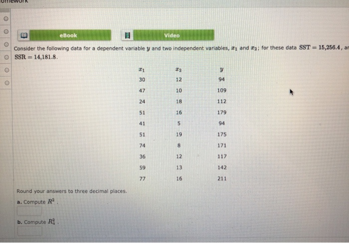 Solved eBook Video Consider the following data for a | Chegg.com