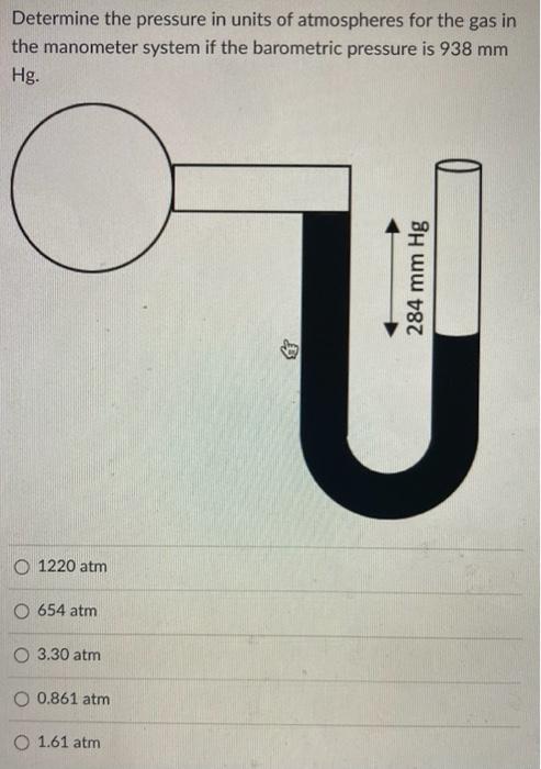 Solved Determine the pressure in units of atmospheres for | Chegg.com