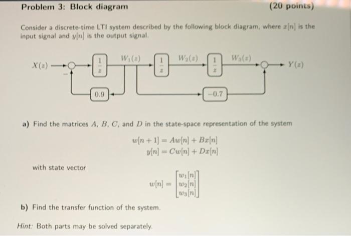Solved Problem 3: Block diagram (20 points) Consider a | Chegg.com