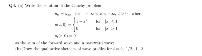 Solved Q4. (a) Write the solution of the Cauchy problem un = | Chegg.com