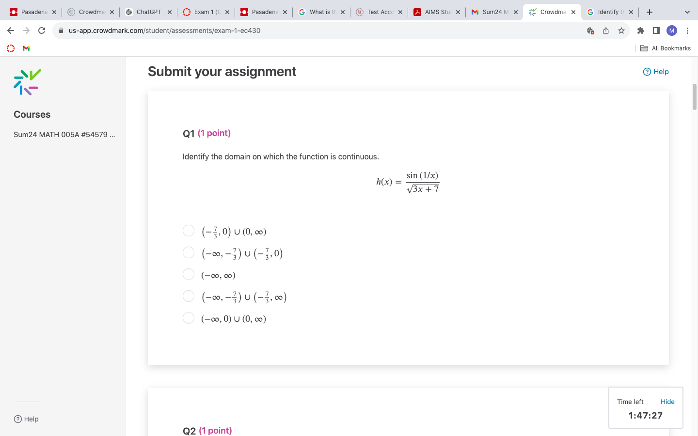 Solved Submit your assignmentQ1 (1 ﻿point)Identify the | Chegg.com