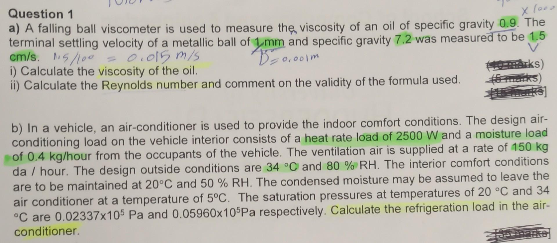 Solved Question 1 a) A falling ball viscometer is used to | Chegg.com
