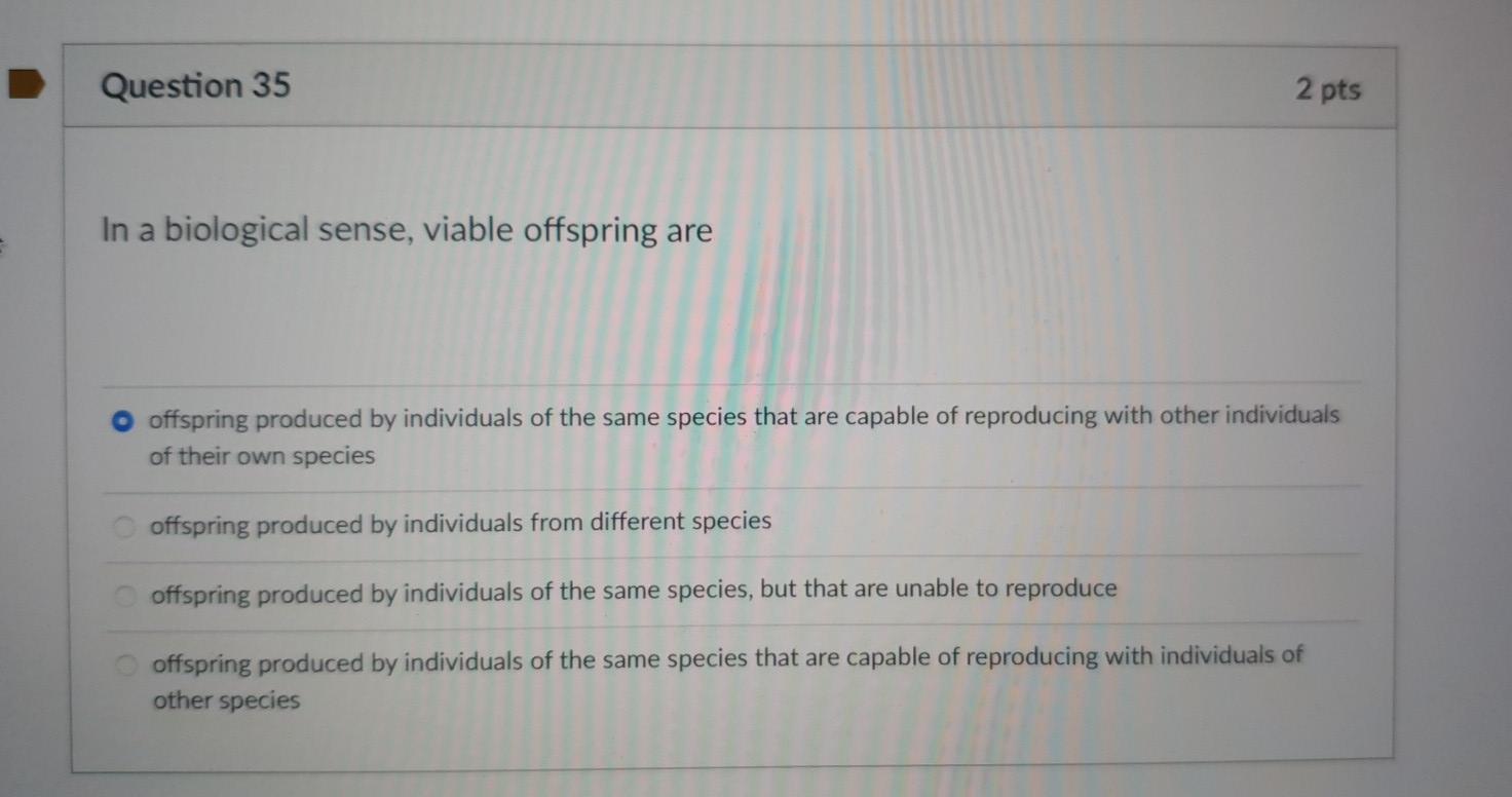 Solved Question 35 2 pts In a biological sense, viable | Chegg.com
