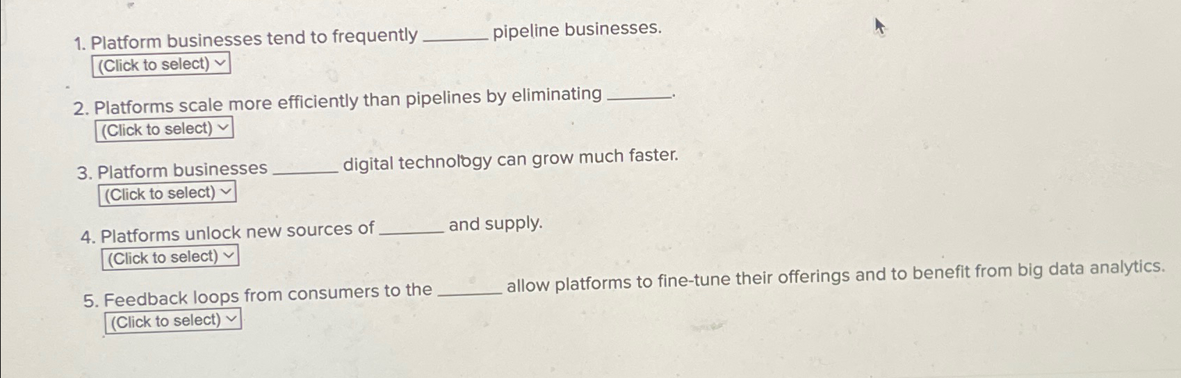 Solved Platform businesses tend to frequently pipeline