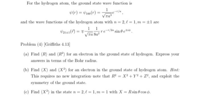 Solved For The Hydrogen Atom The Ground State Wave Function