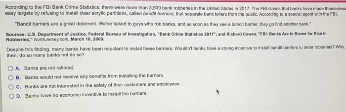 Solved According To The FBI Bank Crime Statistics, There | Chegg.com